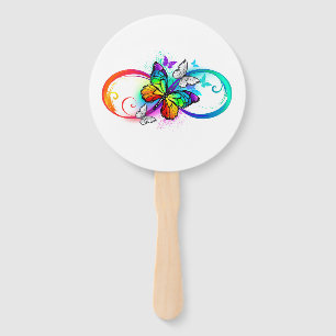 Bright infinity with rainbow butterfly hand fan