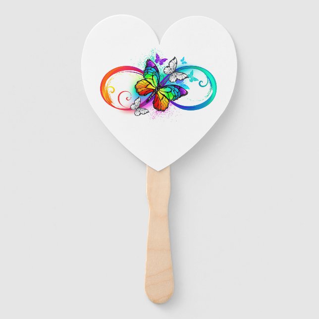 Bright infinity with rainbow butterfly hand fan (Front)
