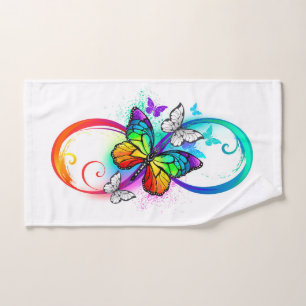 Bright infinity with rainbow butterfly hand towel