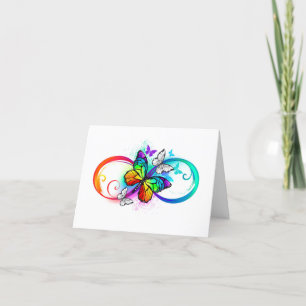 Bright infinity with rainbow butterfly holiday card