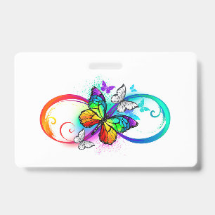 Bright infinity with rainbow butterfly ID badge
