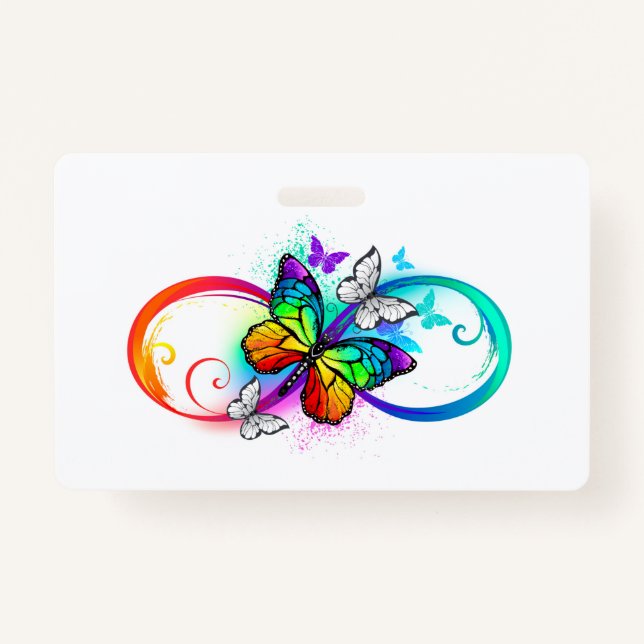 Bright infinity with rainbow butterfly ID badge (Front)