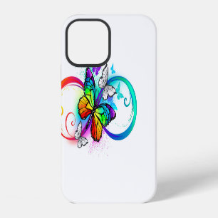Bright infinity with rainbow butterfly iPhone 12 case