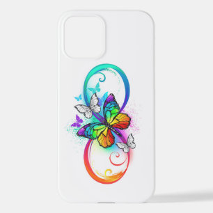 Bright infinity with rainbow butterfly iPhone 12 case
