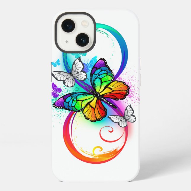 Bright infinity with rainbow butterfly iPhone case (Back)