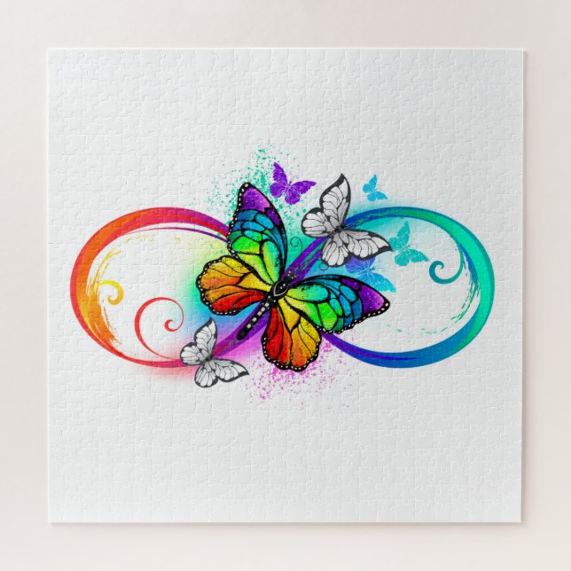 Bright infinity with rainbow butterfly jigsaw puzzle (Horizontal)