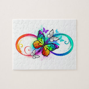 Bright infinity with rainbow butterfly jigsaw puzzle
