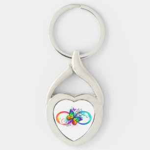 Bright infinity with rainbow butterfly key ring