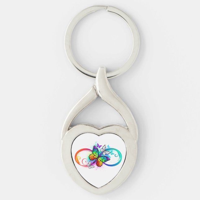 Bright infinity with rainbow butterfly key ring (Front)