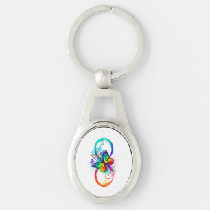 Bright infinity with rainbow butterfly key ring