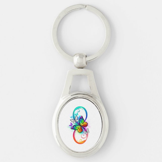 Bright infinity with rainbow butterfly key ring (Front)
