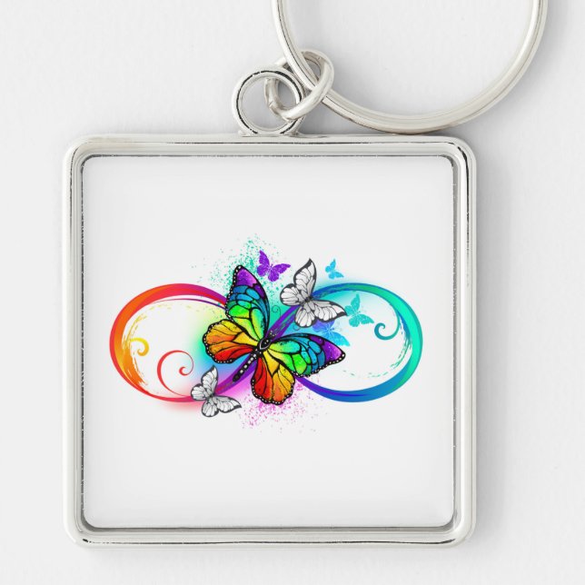 Bright infinity with rainbow butterfly key ring (Front)