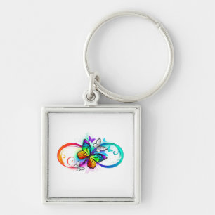 Bright infinity with rainbow butterfly key ring