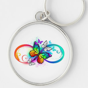 Bright infinity with rainbow butterfly key ring