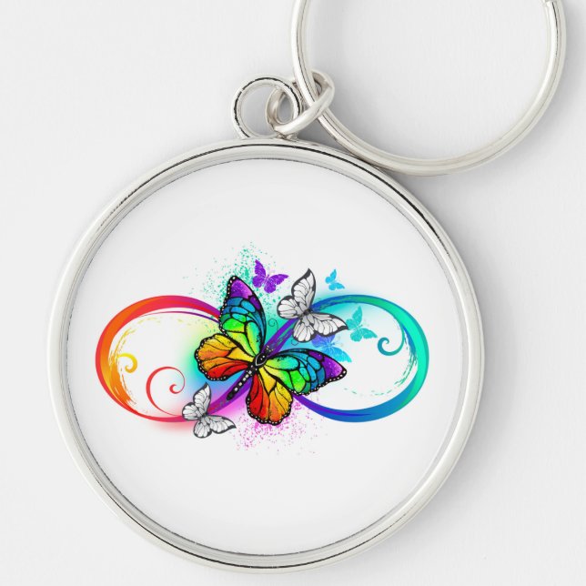 Bright infinity with rainbow butterfly key ring (Front)