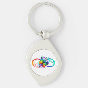 Bright infinity with rainbow butterfly key ring
