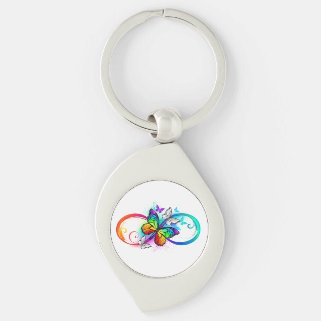 Bright infinity with rainbow butterfly key ring (Front)