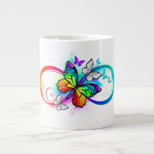 Bright infinity with rainbow butterfly large coffee mug