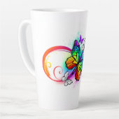 Bright infinity with rainbow butterfly latte mug (Left Angle)