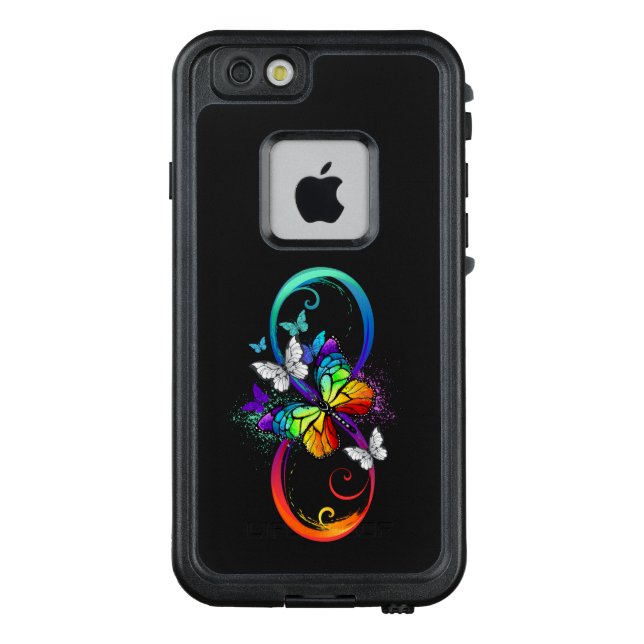 Bright infinity with rainbow butterfly LifeProof iPhone case (Back)