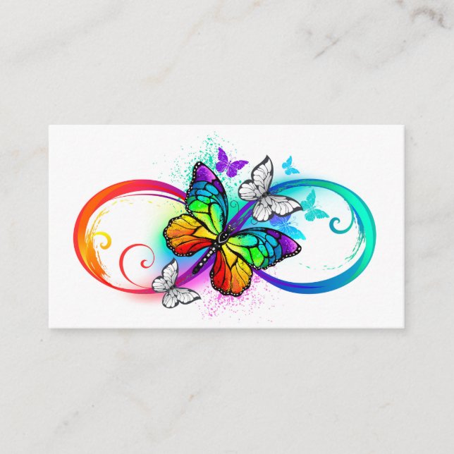 Bright infinity with rainbow butterfly loyalty card (Front)