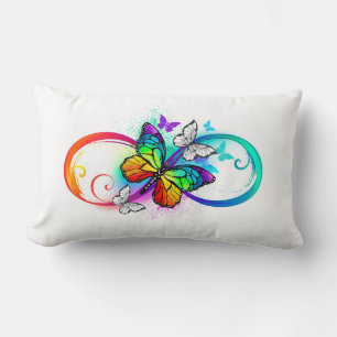 Bright infinity with rainbow butterfly lumbar cushion