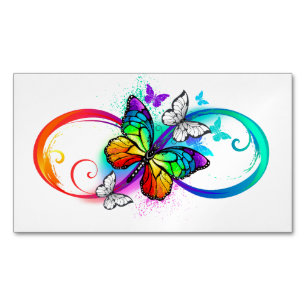 Bright infinity with rainbow butterfly 	Magnetic business card
