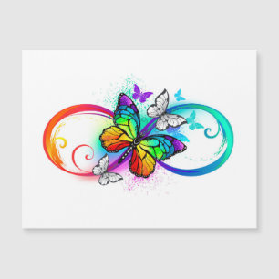 Bright infinity with rainbow butterfly magnetic invitation