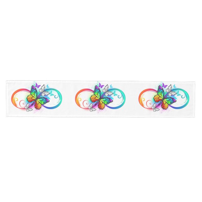 Bright infinity with rainbow butterfly  medium table runner (Horizontal)