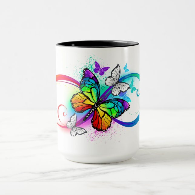 Bright infinity with rainbow butterfly mug (Center)