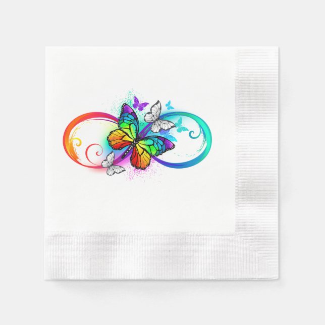 Bright infinity with rainbow butterfly napkin (Front)