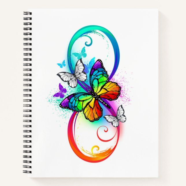 Bright infinity with rainbow butterfly notebook (Front)