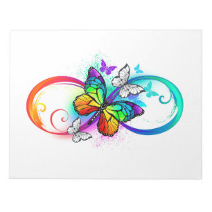Bright infinity with rainbow butterfly notepad