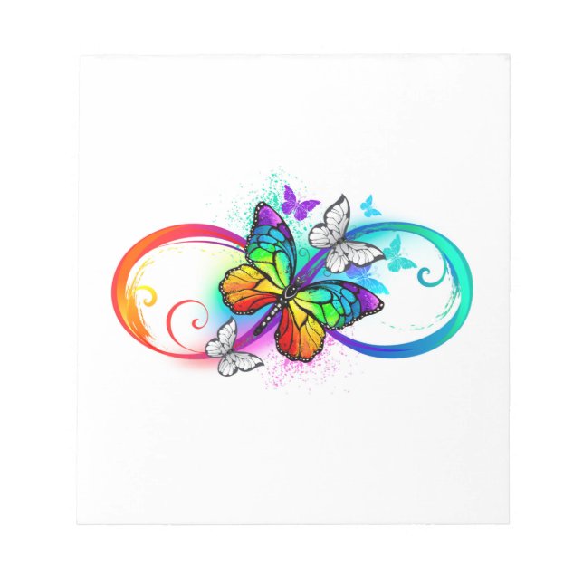 Bright infinity with rainbow butterfly notepad (Front)