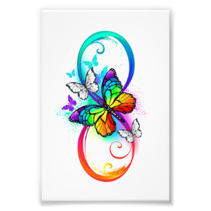 Bright infinity with rainbow butterfly photo print