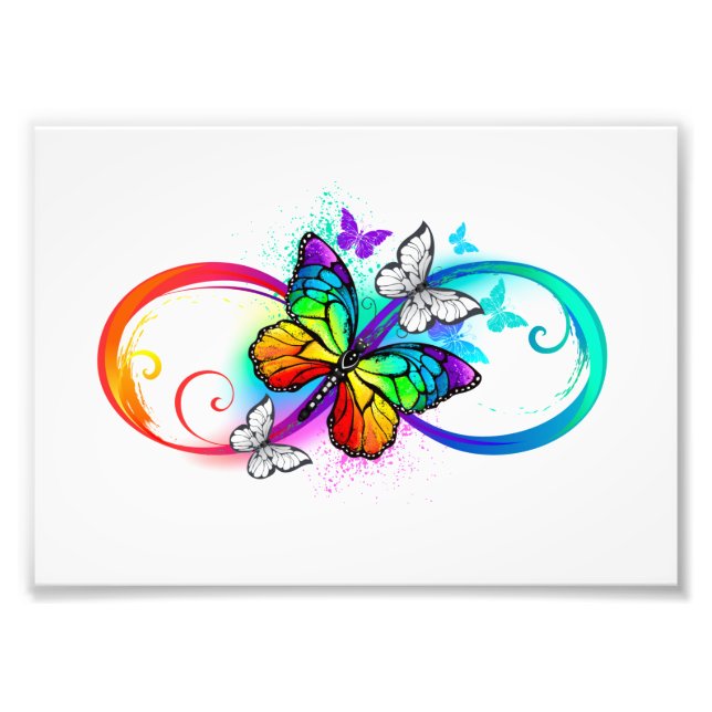 Bright infinity with rainbow butterfly photo print (Front)