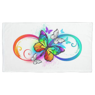 Bright infinity with rainbow butterfly  pillowcase