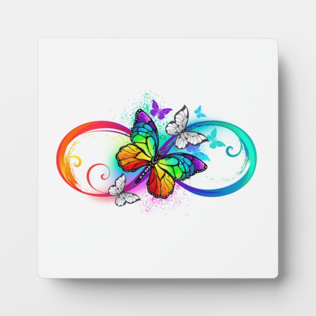Bright infinity with rainbow butterfly plaque (Front)