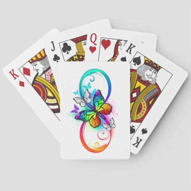 Bright infinity with rainbow butterfly playing cards (Back)