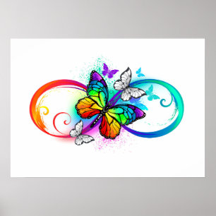 Bright infinity with rainbow butterfly poster