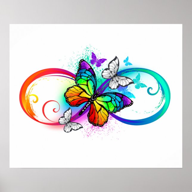 Bright infinity with rainbow butterfly poster (Front)