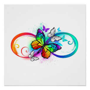 Bright infinity with rainbow butterfly poster