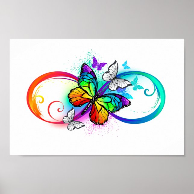 Bright infinity with rainbow butterfly poster (Front)
