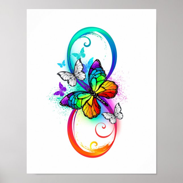 Bright infinity with rainbow butterfly poster (Front)