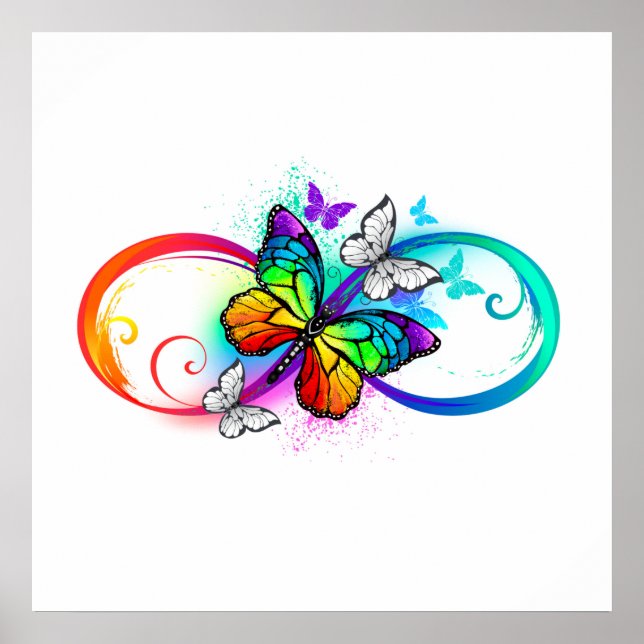 Bright infinity with rainbow butterfly poster (Front)