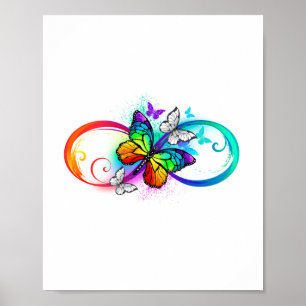 Bright infinity with rainbow butterfly poster
