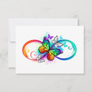 Bright infinity with rainbow butterfly RSVP card