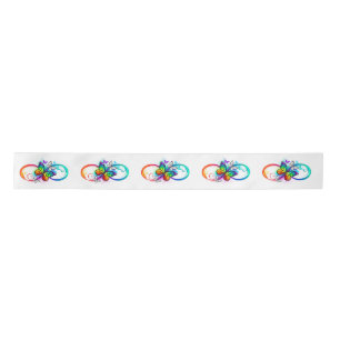 Bright infinity with rainbow butterfly satin ribbon