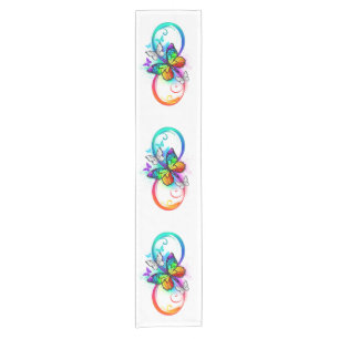 Bright infinity with rainbow butterfly short table runner