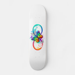 Bright infinity with rainbow butterfly skateboard